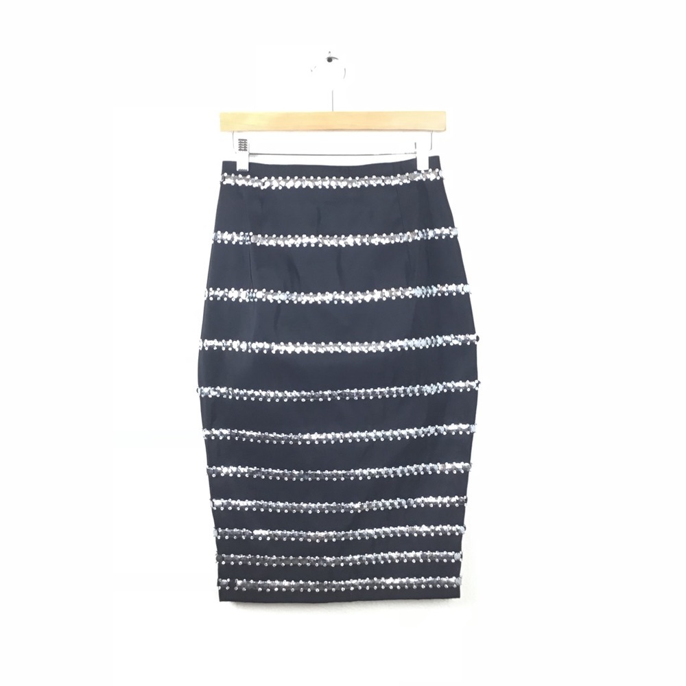 Naeem Khan Skirt Sequin Stripe Pencil